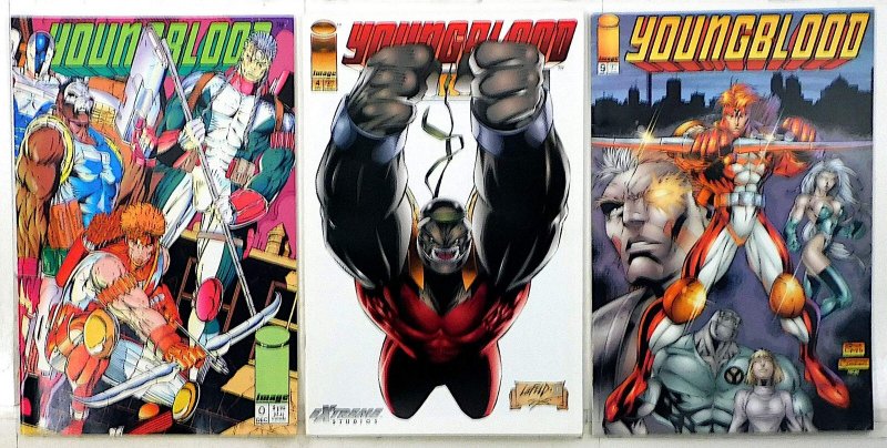 Youngblood Lot of 3 #0, 9, Strikefile 4 1992 Image Comics 1st Print Comic Books