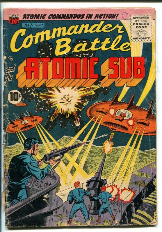 COMMANDER BATTLE AND THE ATOMIC SUB #7 1955-ACG-FLYING SAUCER-RARE-pr