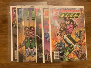 Lot Of 7 Malibu Comic Books Exiles # 1 2 4 + Freex # 1 1 + Solitaire # 1 7 J943