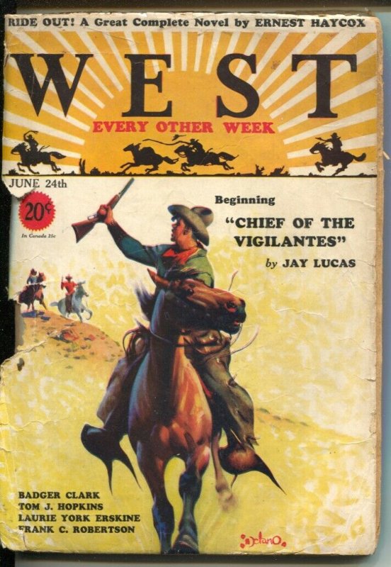 West 6/24/1931-Gerard C Delano cover art-pulp thrills-Jay Lucas-Frank C Rober...