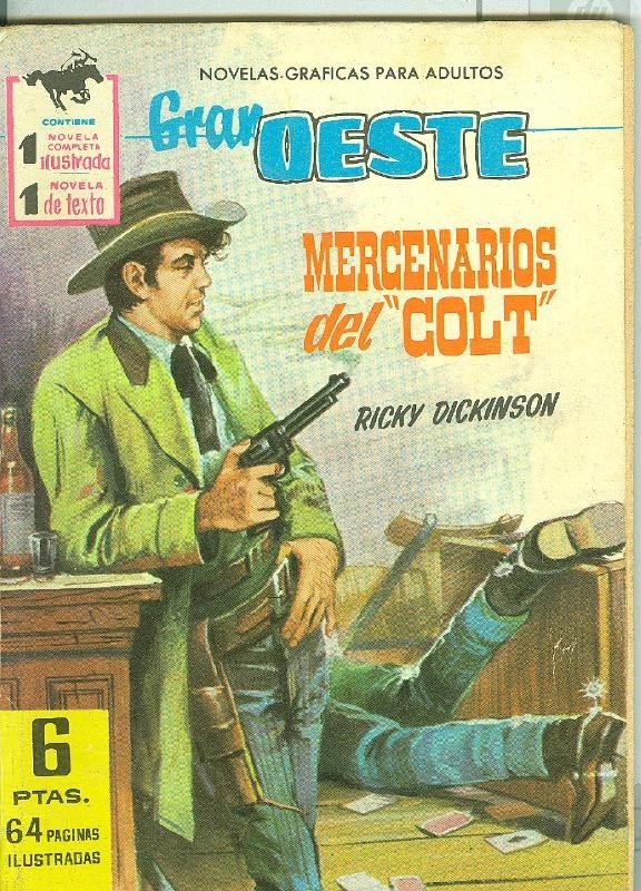 Gran Oeste numero 209: Mercenarios del Colt, trasera foto ficha de Sylvia Sims