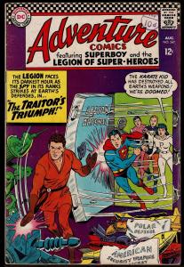 Adventure Comics #347 (Aug 1966, DC) Superboy Legion Super-Heroes VG/FN