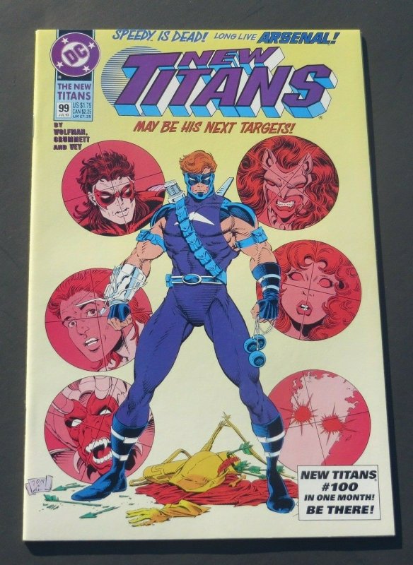 The New Titans #99 NM- 9.2 White Pages DC Comic Book 1st App. Arsenal 1993