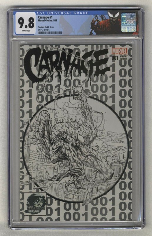 Carnage #1 - CGC 9.8 - 2016 - Phantom Sketch Variant Cover!