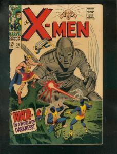 X-MEN #34 1967-MARVEL COMICS-WAR IN WORLD OF DARKNESS-  FN