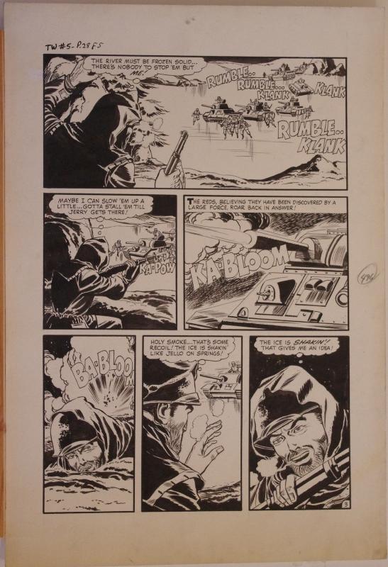 JOHN BELFI original art, TRUE WAR 5, pg 26 27 28 29 30, 1952, 5 pgs,It's Suicide