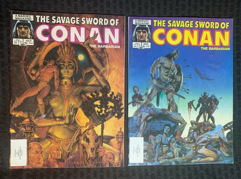 1985 SAVAGE SWORD OF CONAN Magazine #114 & 115 FN-/GD+ LOT of 2 Marvel Comics