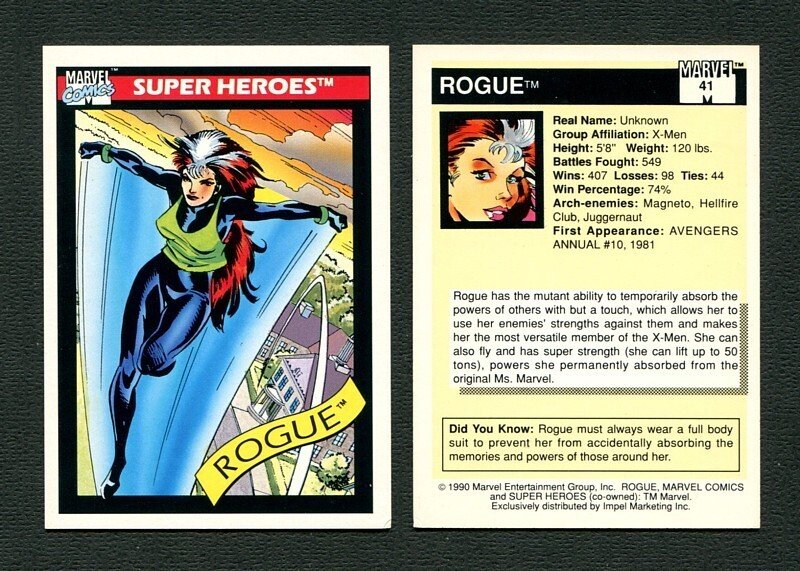 1990 Marvel Comics Card  #41 (Rogue)  NM