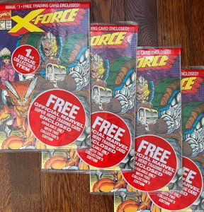 X-Force #1 Bagged Variant Deadpool cards (1991) LOT 4 copies
