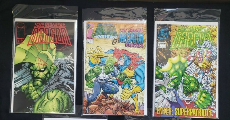 SAVAGE DRAGON 5PC (VF) VS SAVAGE MEGATON MAN, SAVAGE BRAWL, BORN AGAIN 1992-94