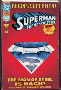 Superman: The Man of Steel #22 Die-Cut Cover (1993) Steel [Key Issue]