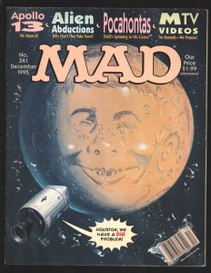 Mad Magazine #341 12/1995-Neuman in the Moon cover-Alien Abductions-Apollo 13...
