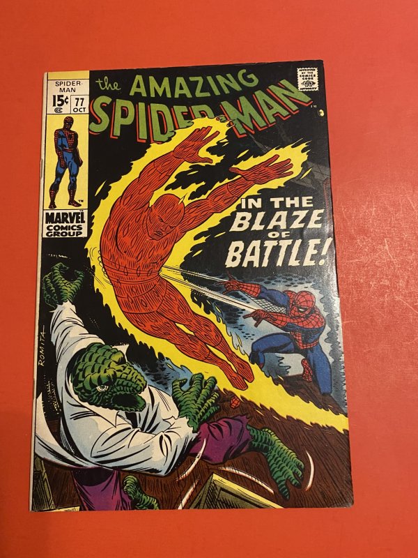 The Amazing Spider-Man #77 (1969) Romita human torch/Lizard