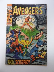 The Avengers #72 GD/VG condition moisture damage, rusty staples