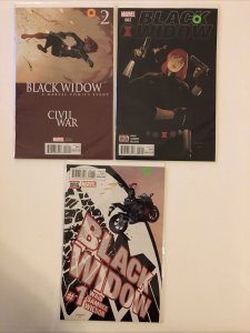 Lote de 3 Black Widow #1 #2 + #2 variantes (2016 variantes de guerra civil, Marvel) 