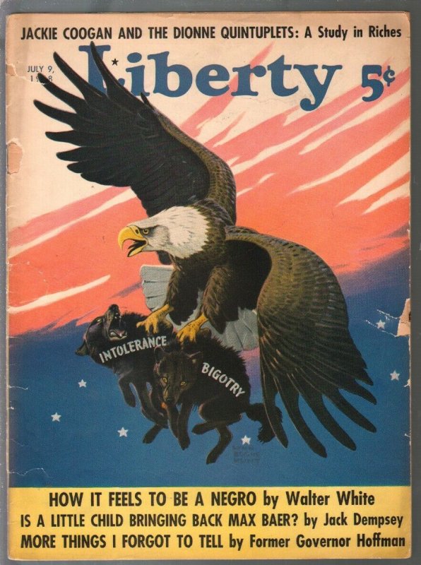 Liberty 7/9/1938-pulp fiction-American eagle cover-Feeling Like A Negro-FR