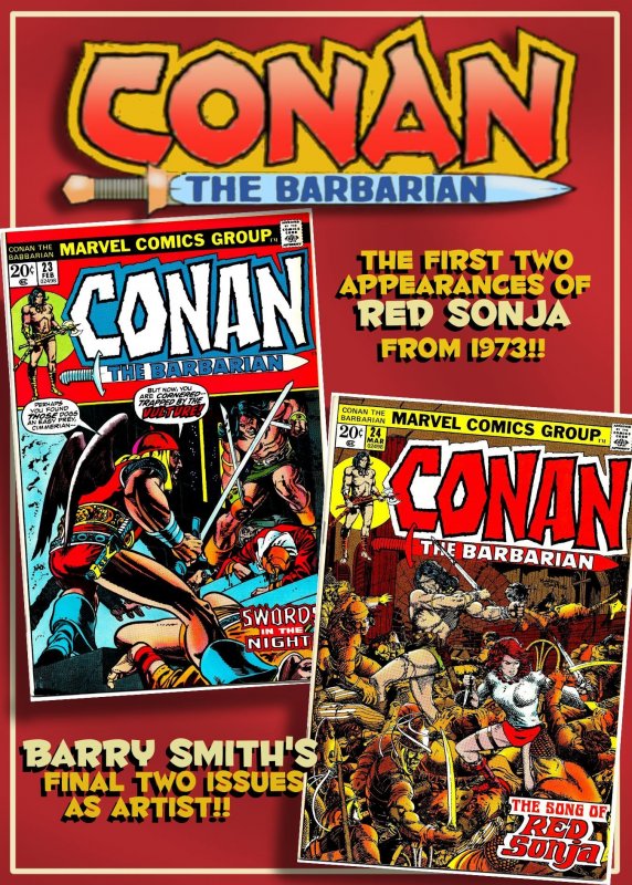 CONAN THE BARBARIAN #23 & 24 (1973) 8.0 VF 1st RED SONJA! Last Barry Smith!