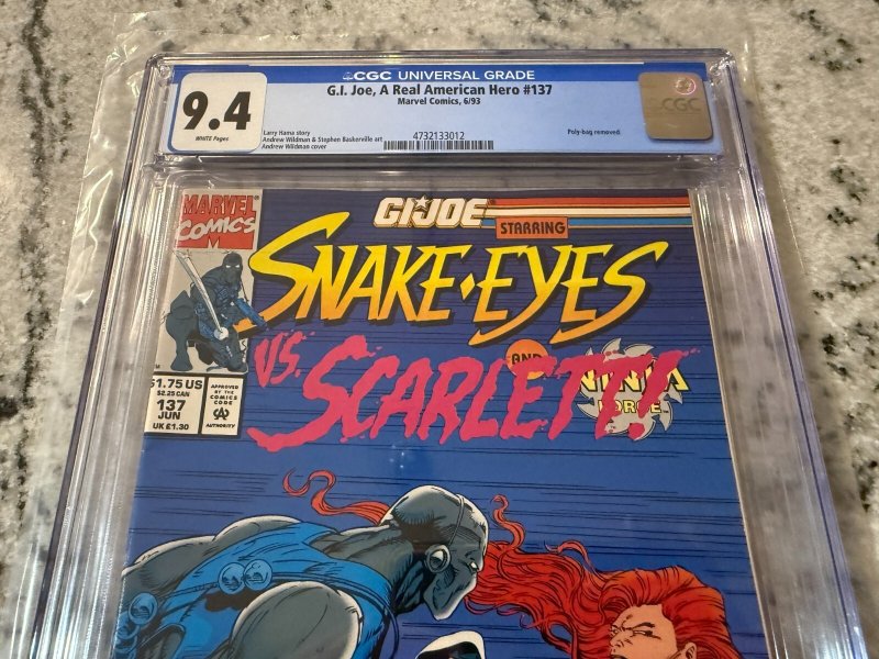 G.I. Joe # 137 CGC Graded 9.4 Marvel Comic Book 1993 Snake Eyes Duke Destro JH37
