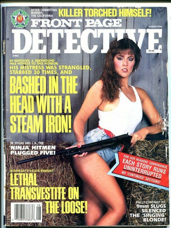 FRONT PAGE DETECTIVE-AUG 1992-VG-SPICY-MURDER-RAPE-TRANSVESTITE-BLACK WIDOW VG