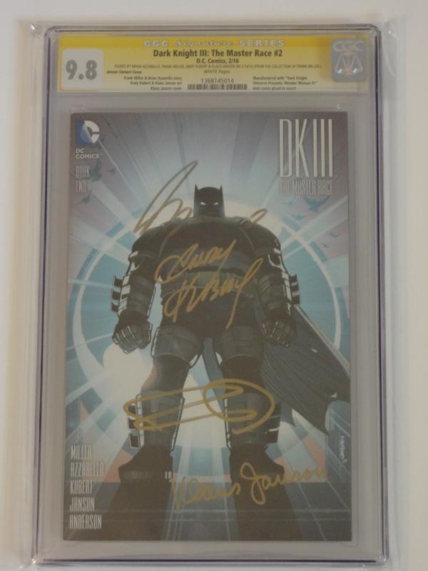 Dark Knight III: Master Race #2 CGC SS 9.8; 1:25 Janson variant!! 4 x signed!!