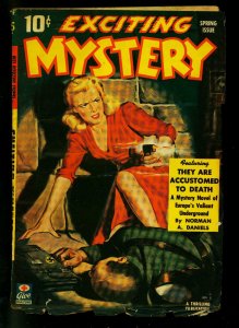 Exciting Mystery Spring 1943- Nazi Gun Moll cover- Pulp Hard Boiled- VG+