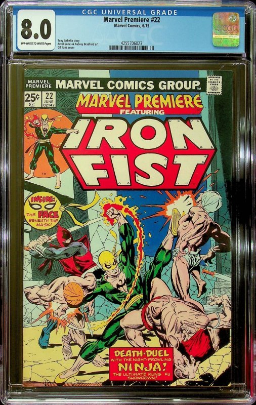 Marvel Premeire #22 - Iron Fist (1975) - CGC 8.0 - Cert #4255706023