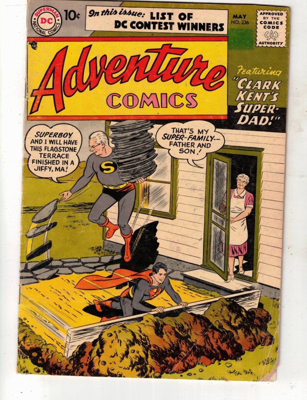 Adventure Comics #236 (1957) PRICE DROP! 1st Super-Dad! Aquaman, Green Arrow VG+