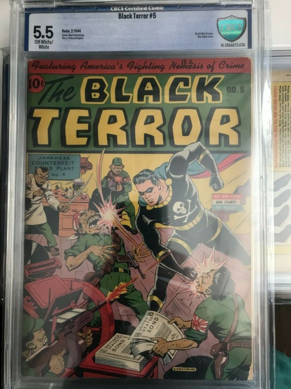 Black Terror #5 Alex Schomburg Cover 5.5 CBCS Golden Age Classic