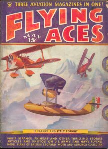 Flying Ace  5/1935-Philp Strange-hero pulp-Donald E Keyhoe-Mayshark-VG
