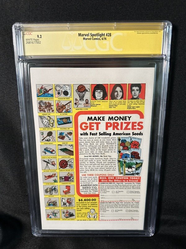 MARVEL SPOTLIGHT 28 CGC SS 9.2 1976 - MOON KNIGHT Signed Don Perlin Doug Moench