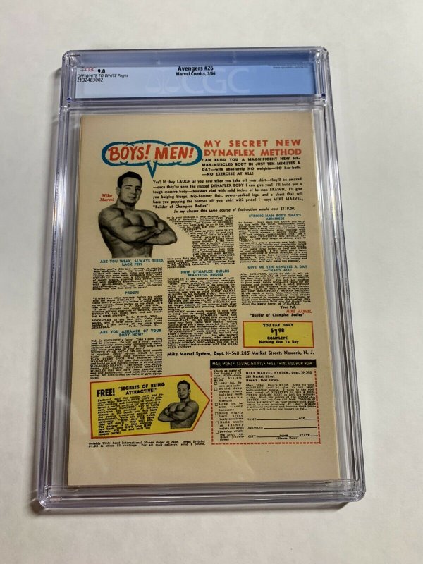 Avengers 26 Cgc 9.0 Ow/w Pages Marvel Silver Age