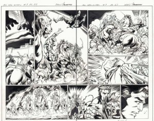 All-New X-Men #9 p.22 & 23 Beast Action in Ancient Egypt DPS art by Mark Bagley