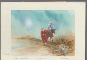 MERRY CHRISTMAS Nativity Crossing the Desert 11x7.5 Greeting Card Art #X80039