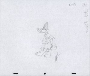 Daffy Duck Animation Pencil Art - 25 - Smug - Tongue Out