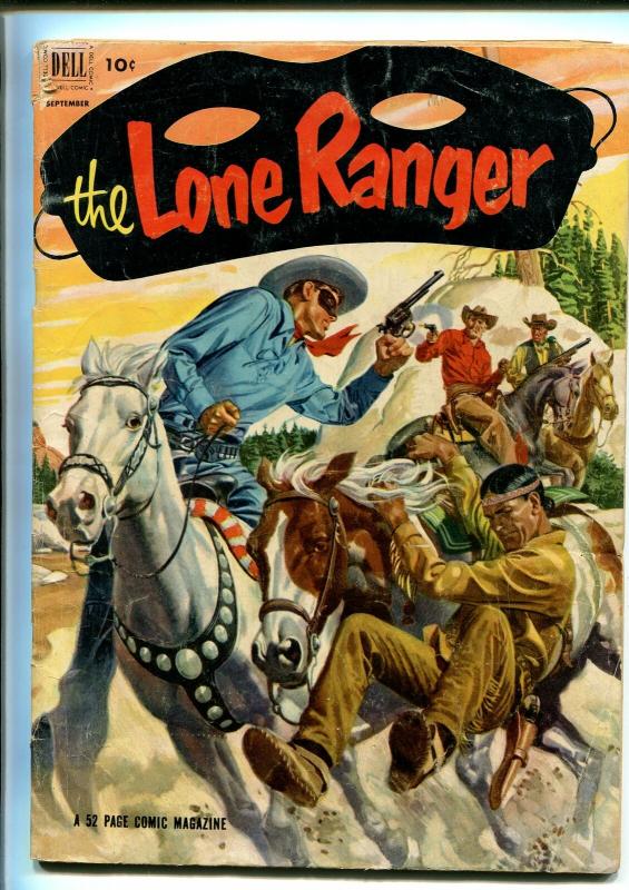 LONE RANGER #51-1952-DELL-WESTERN-RADIO-TV-SECRET IDENTITY-THRILLS-good/vg