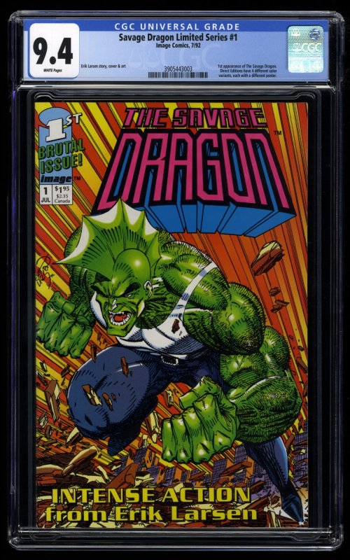 Savage Dragon Limited Series #1 CGC NM 9.4 White Pages