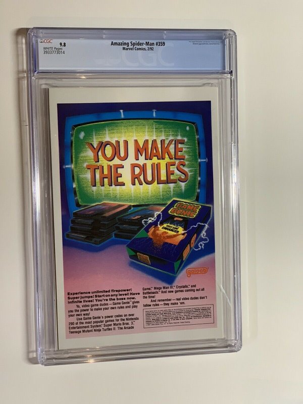 Amazong spider-man 359 cgc 9.8 marvel 1992 cletus Cassidy Carnage