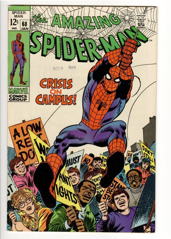 AMAZING SPIDERMAN 68 VF+ 8.5;KILLER COPY! 1st APP KITTLING;LOUISIANA COLLECTION