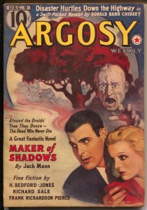 Argosy 12/9/1939-Munsey-Rudolph Belarski-horror cover-pulp thrills-VG/FN 