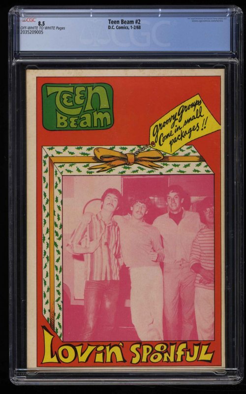 Teen Beam (1968) #2 CGC VF+ 8.5 Off White to White Monkees Photo Cover!