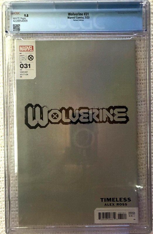 ?~MARVEL~WOLVERINE #31~?~ALEX ROSS~TIMELESS~VIRGIN VARIANT~?~CGC 9.8~?