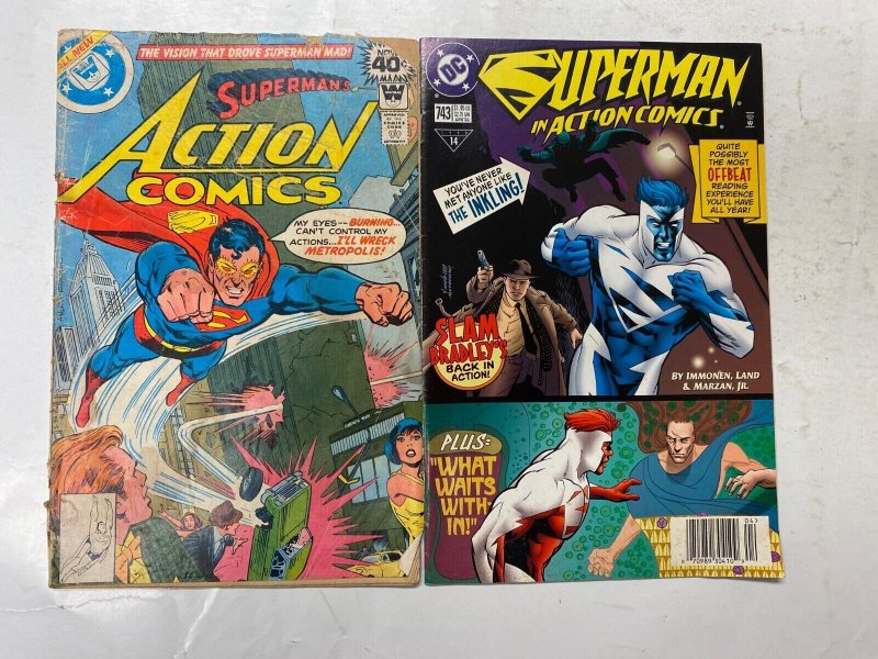 5 DC comic books Adventures Superman #508 Annual #9 Action #490 #743  70 KM31