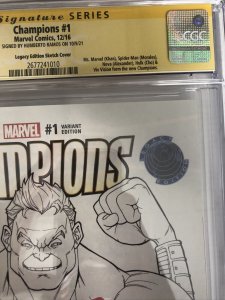 Champions (2016) # 1 (CGC SS 9.8 WP) | Signed By Humberto Ramos Census = 4