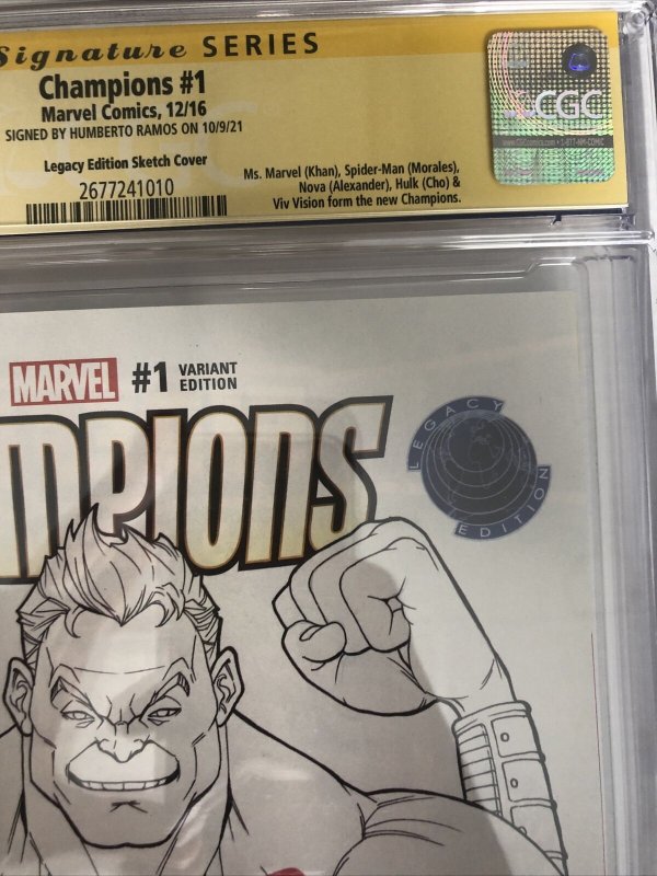 Champions (2016) # 1 (CGC SS 9.8 WP) | Signed By Humberto Ramos Census = 4