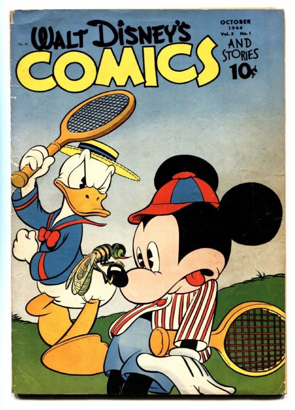 Walt Disney's Comics And Stories #49-1944-DONALD DUCK-MICKEY MOUSE-tennis cvr