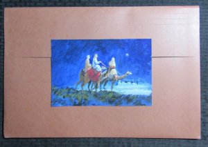 CHRISTMAS Painted Three Wise Men with Star 9.25x6.25 Greeting Card Art #X844