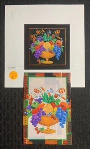 BLANK NOTE Colorful Fruit & Flowers 7x7.5 Greeting Card Art #94116 w/ 1 Card