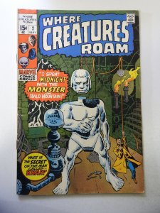 Where Creatures Roam #2 (1970) GD/VG Condition centerfold detached at 1 staple