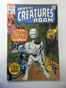 Where Creatures Roam #2 (1970) GD/VG Condition centerfold detached at 1 staple