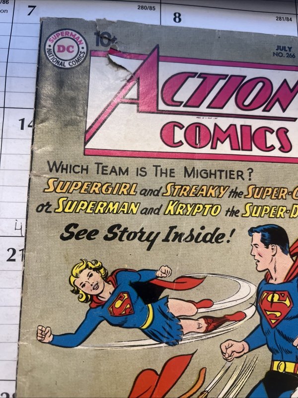 DC Action Comics #266  Silver Age 10 cent 1960 Supergirl Super-Cat, Super-Dog